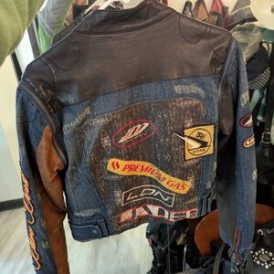 Jaded London Black and Blue Zip Sleeve Jacket